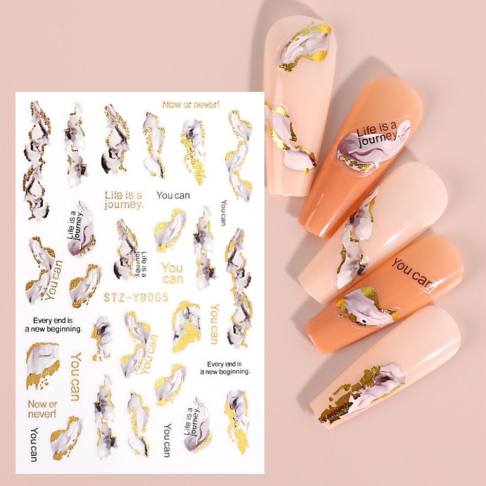 Sticker dán móng tay loang vân đá ẩn xà cừ mẫu mới