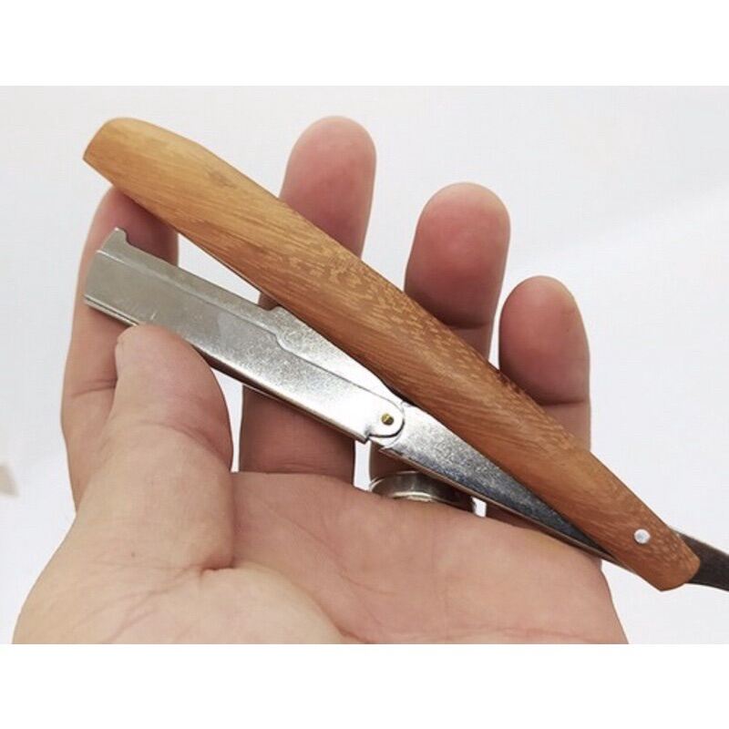 TẶNG LƯỠI LAM Dao cạo râu, cạo lông mặt, cạo lông mày cán gỗ Loại 1