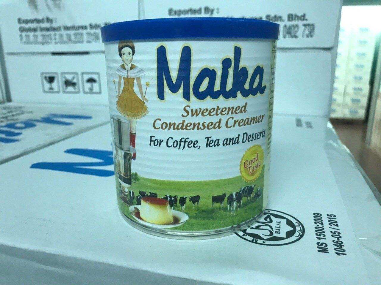 CHI TIẾT SẢN PHẨM  Sữa đặc Maika, được nhập khẩu từ Malaysia, được đặc chế để pha cafe, sinh tố, làm bánh... Hộp 1 kg giá 42 k Hộp nhỏ 390g giá 18k