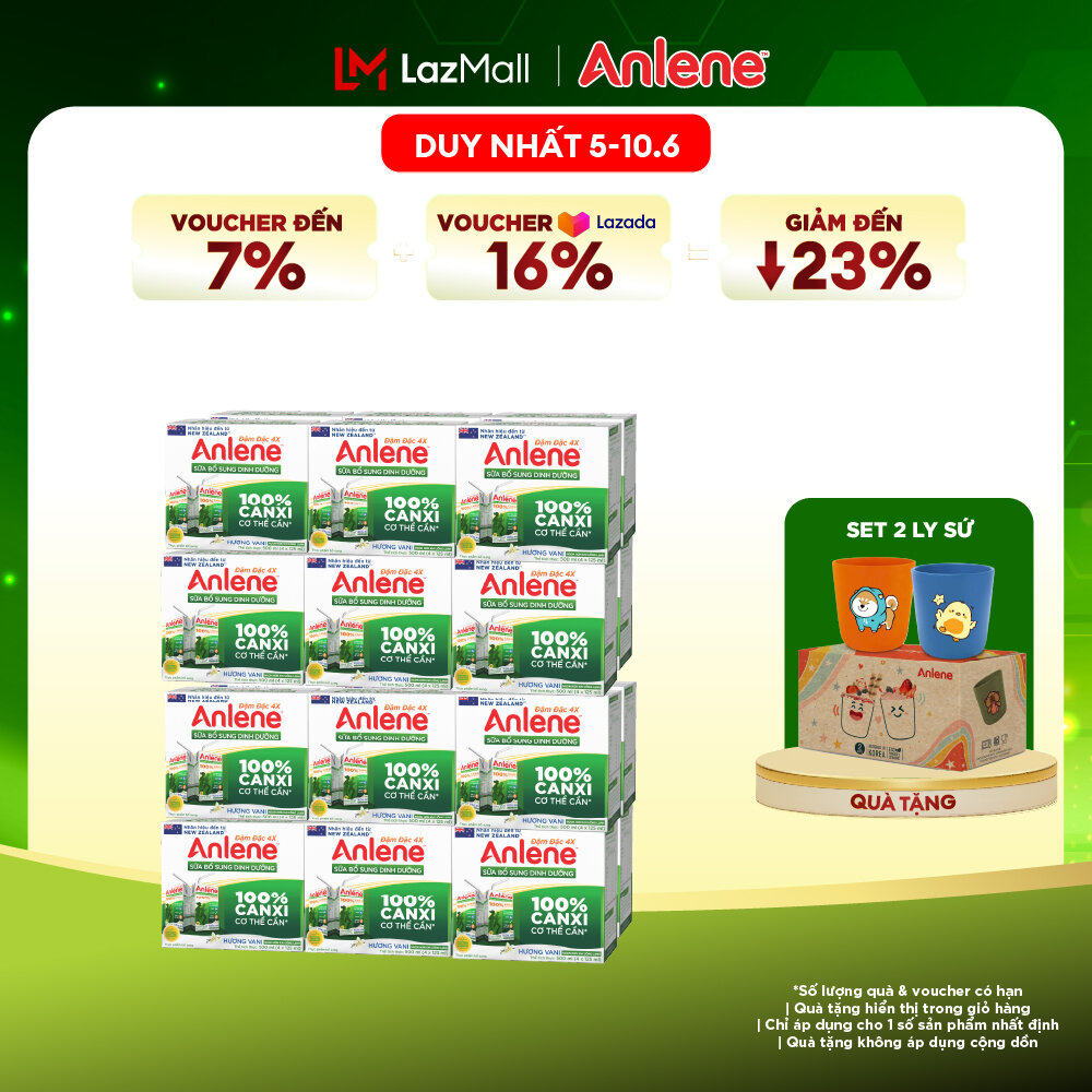 [Voucher giảm đến 26%]Combo 2 Thùng Sữa Nước Anlene Hương Vani Đậm Đặc Ít Béo 110Ml