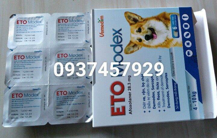 thuốc trị ve chó, bọ chét, viêm da, ký sinh trùng ( 1 viên lẻ )