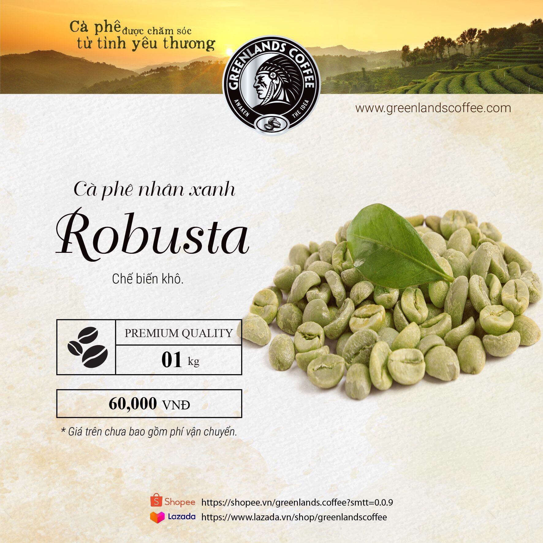 Green coffee beans Robusta 1000gr