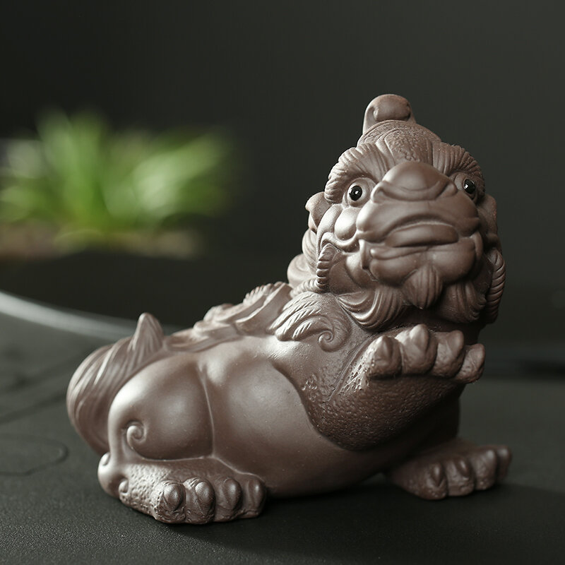Yixing Lucky Pixiu Handmade Boutique Clay Tea Ornaments Unicorn Decoration ke yang Personalized & Creative Tea Set Tea Ceremony Accessories