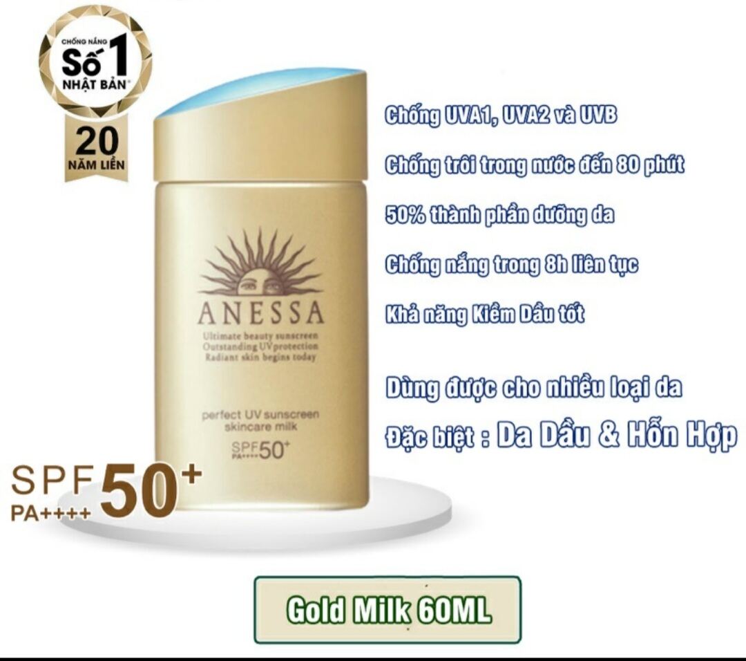 Kem Chống Nắng Anessa Perfect UV Sunscreen Skincare Milk SPF 50+ PA++30ml