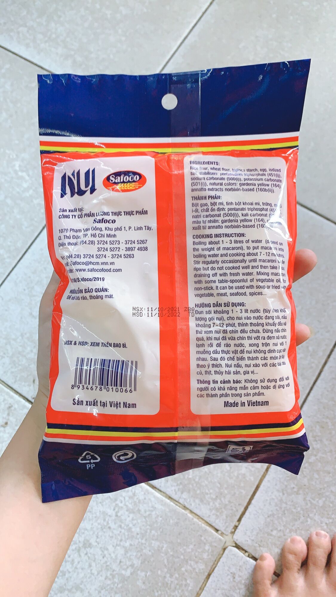 Nui Safoco ống nhỏ 200g
