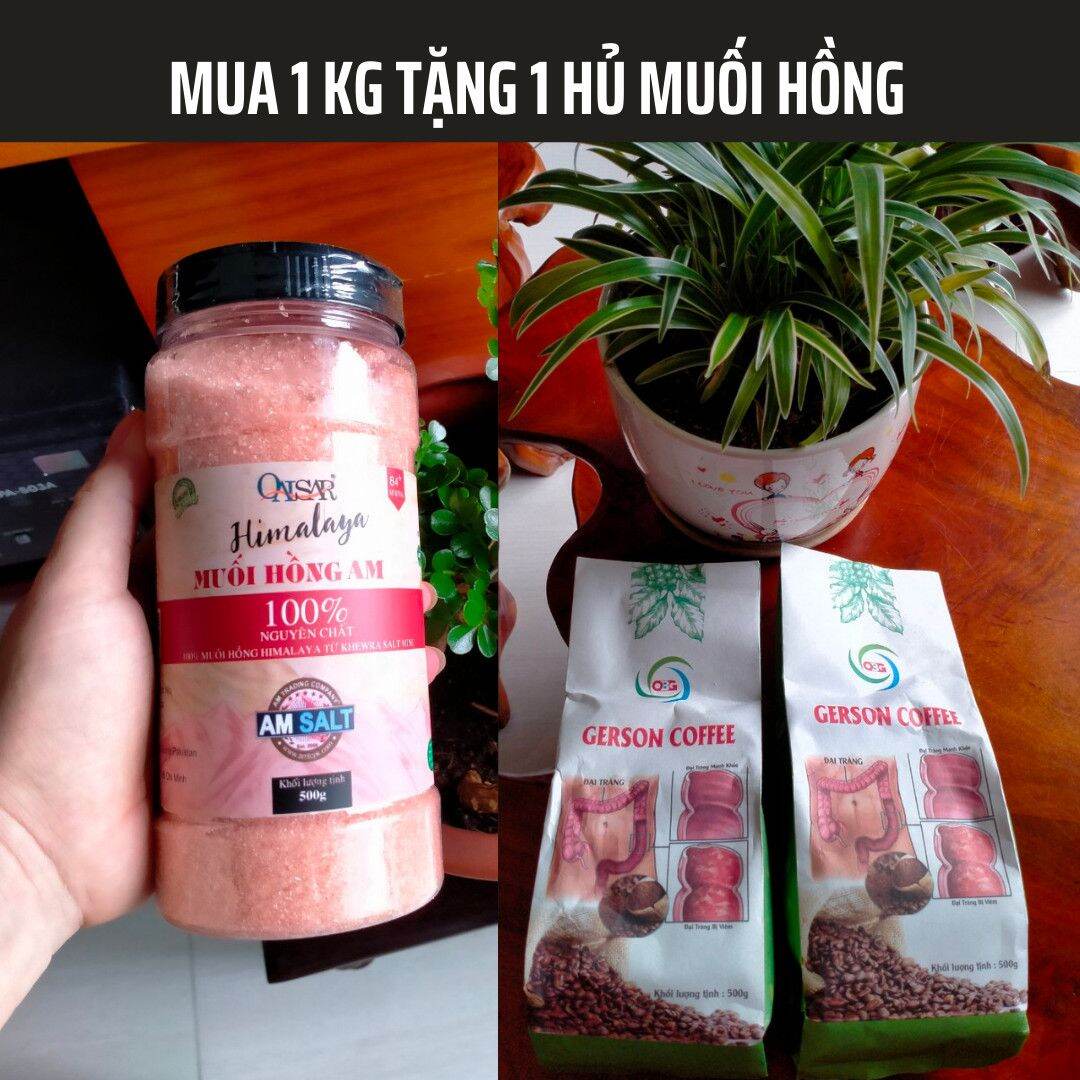 [FREESHIP+QUÀ 70K]Cà phê thải độc đại tràng Gerson, Mua combo 1kg cà phê hữu cơ 2 gói 500G tặng kèm hủ muối hồng Himalaya giá 70k