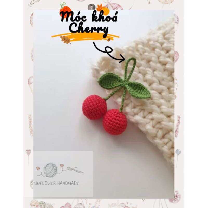 Móc treo khoá quả Cherry/ hoa chuông bằng len [Nấm Handmade]