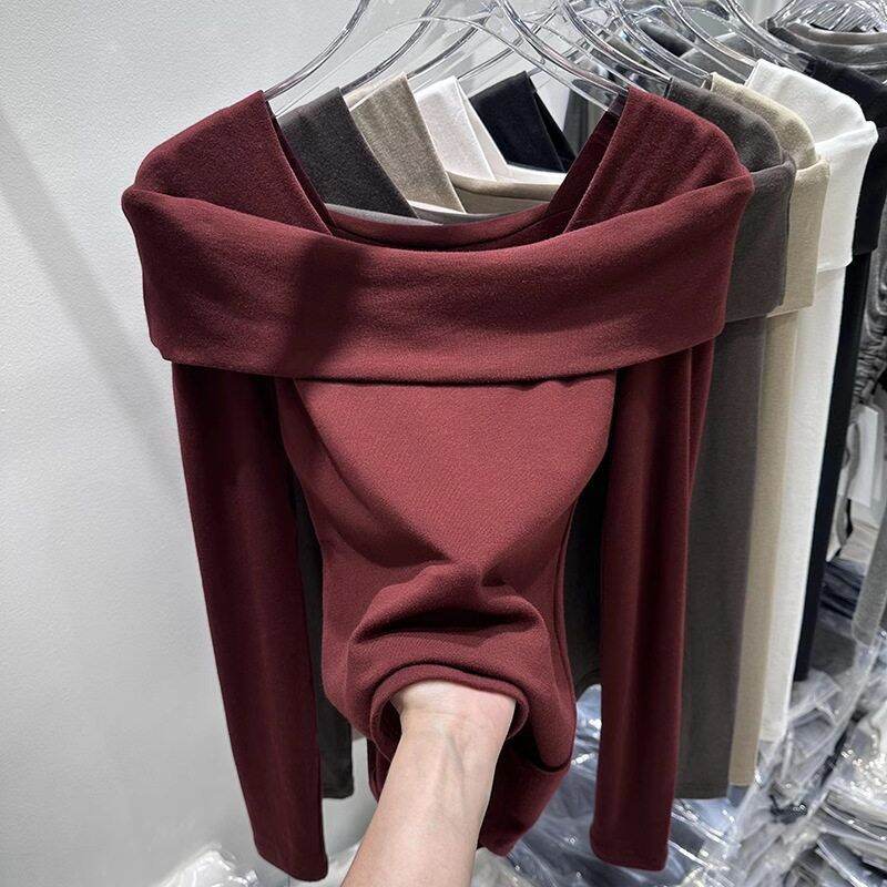 Áo Sơ Mi Dài Tay Ôm Vừa Vặn Kiểu Pháp Dành Cho Nữ Mùa Thu Đông Thiết Kế Thanh Lịch Một Bên Vai Viền 