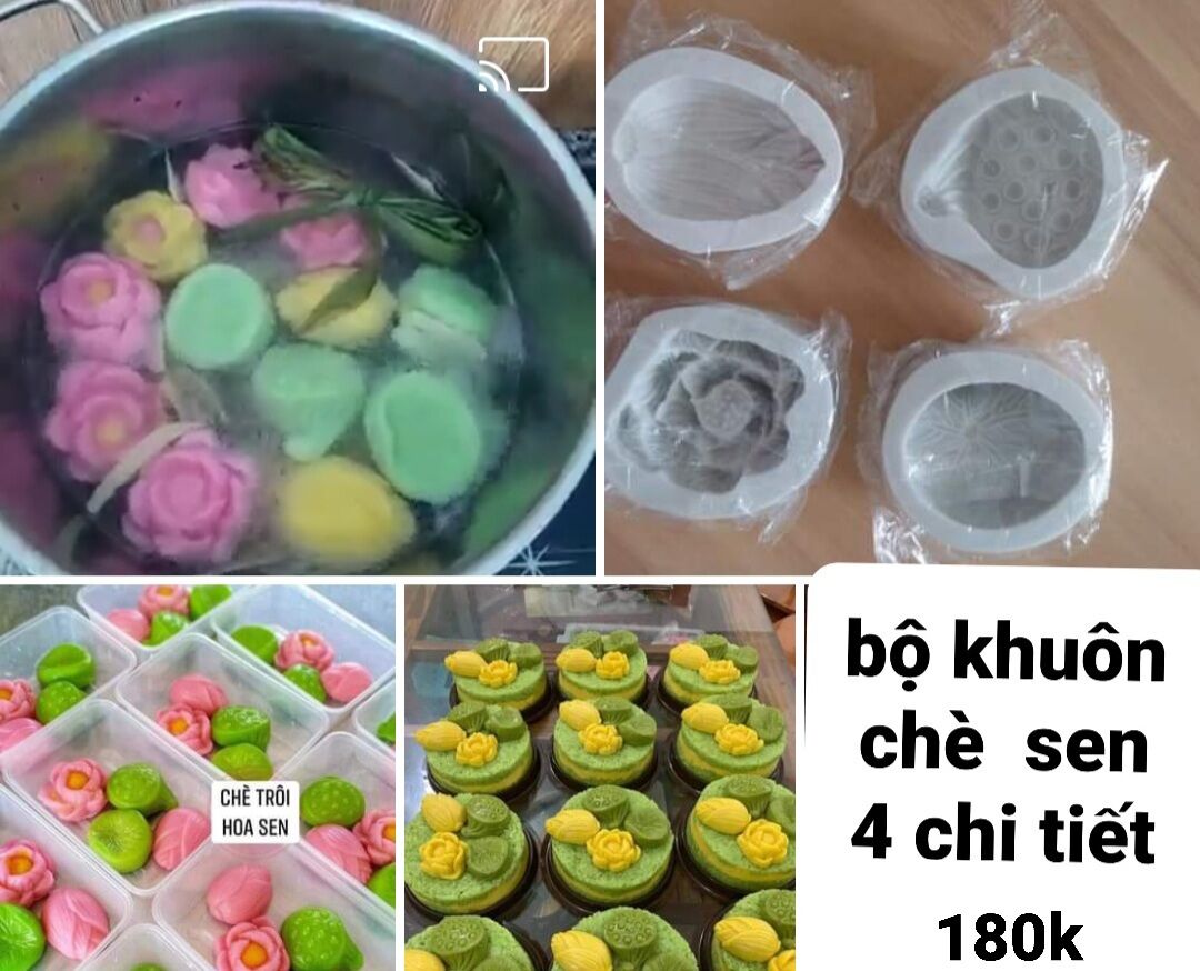 bộ khuôn hoa sen silicon 4 món