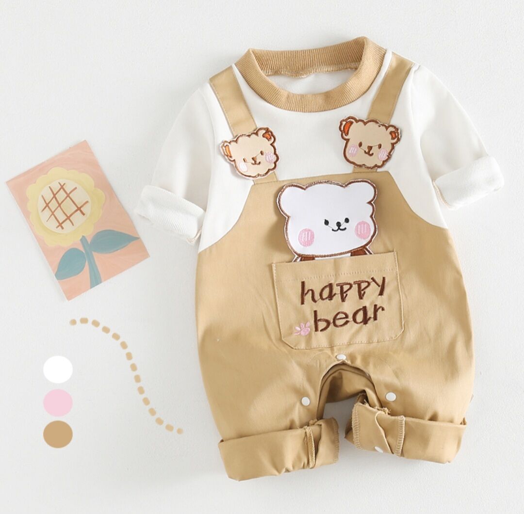 bộ Bodysuit yếm túi thu cho bé
