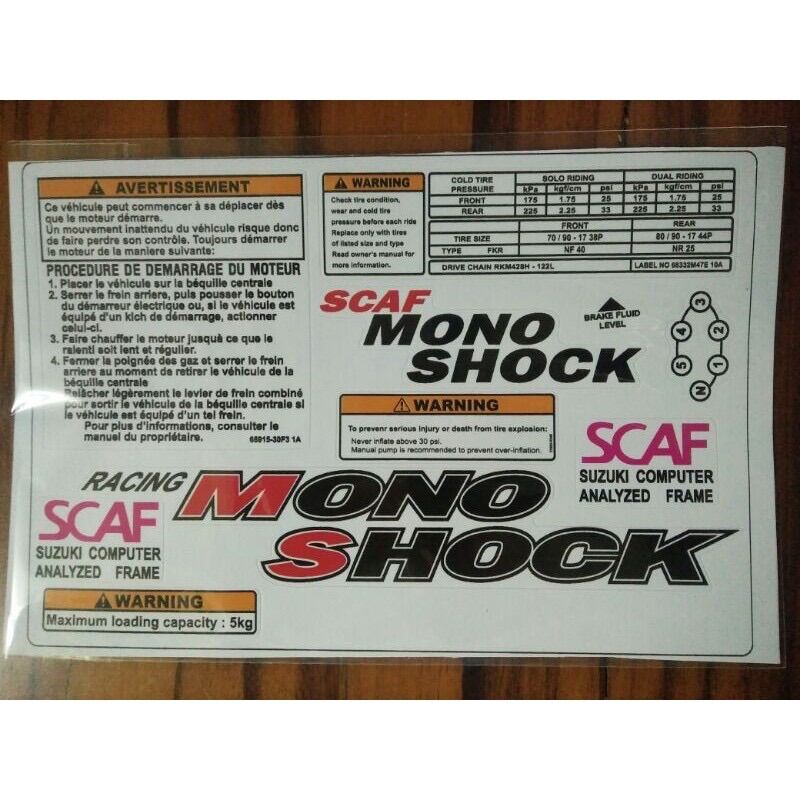 Bộ tem Thông Số xe Suzuki sport hàng nhập Thái Lan