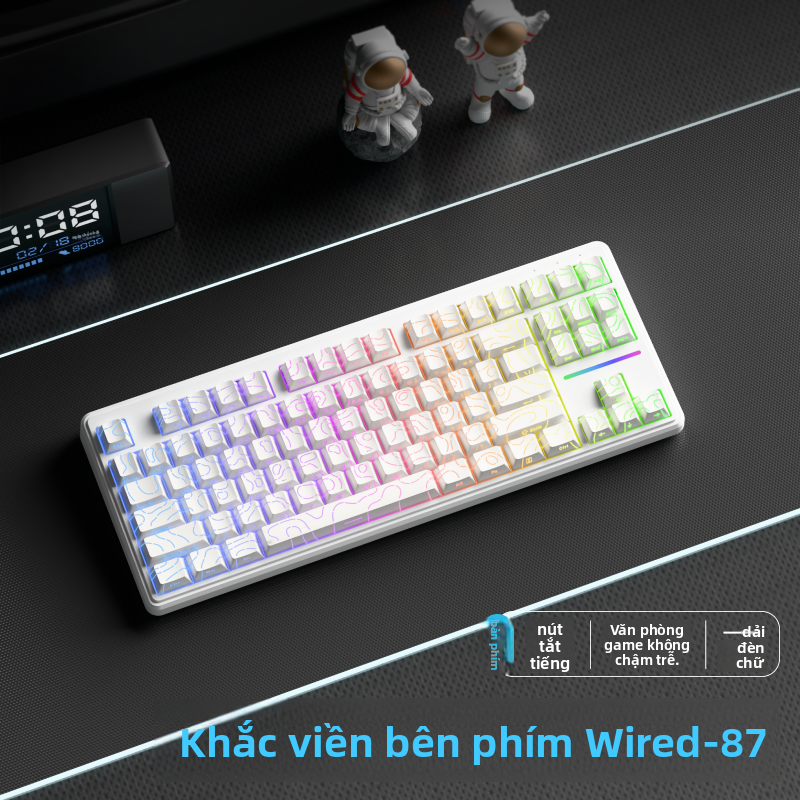 EWEADN | Bộ bàn phím & chuột chơi game + V80 (màu đỏ quả mọng ba chế độ) + X23 (hồng dâu) + full-key