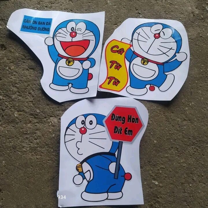 Tem decal sticker doremon dán trang trí, Tem hoạt hình Doremon dán xe. Tem xe tải Doremon cán bóng, chống nước chống bay màu