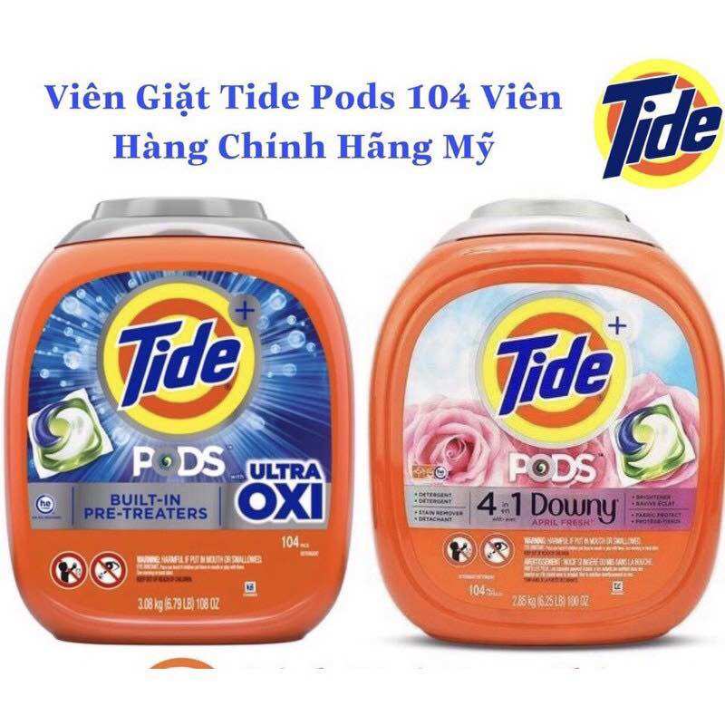 Viên giặt xả Tide Pods và Tide downy 104 viên 4in1