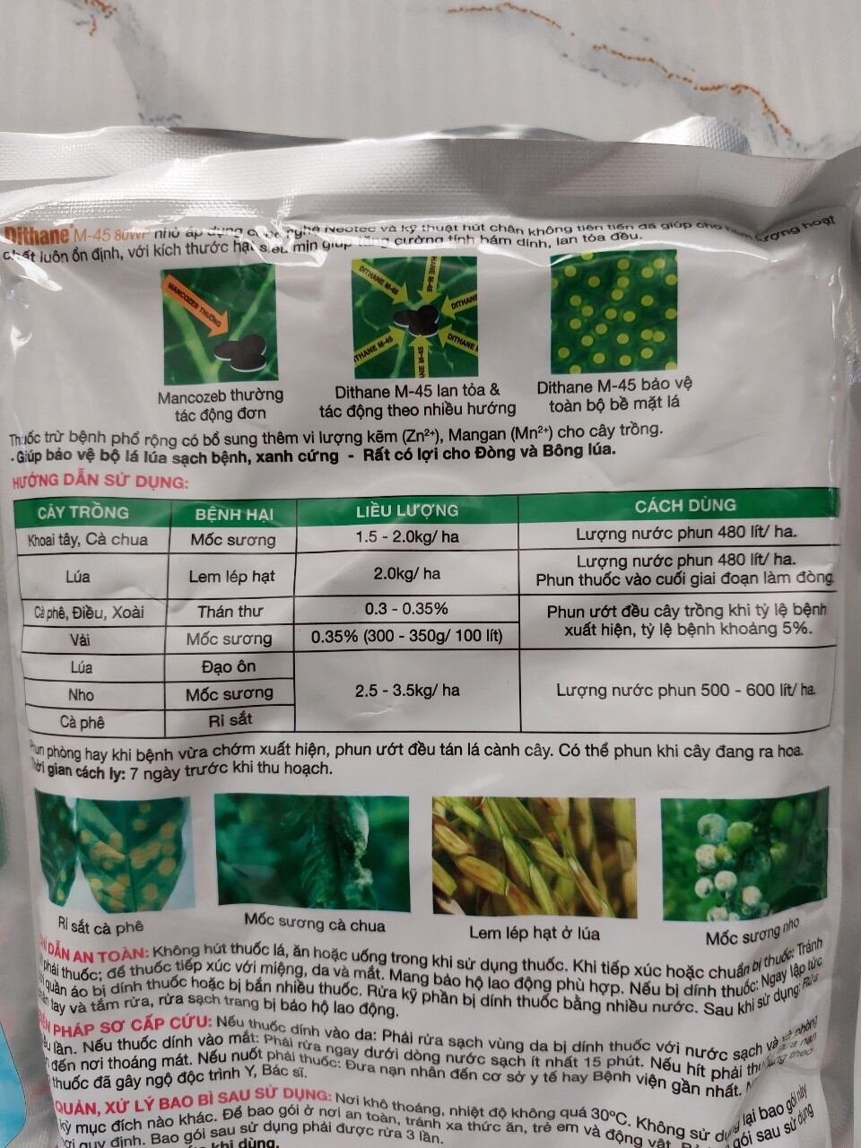 Thuốc trừ bệnh DITHANE-M45 80WP -Gói 250gram,bột xanh