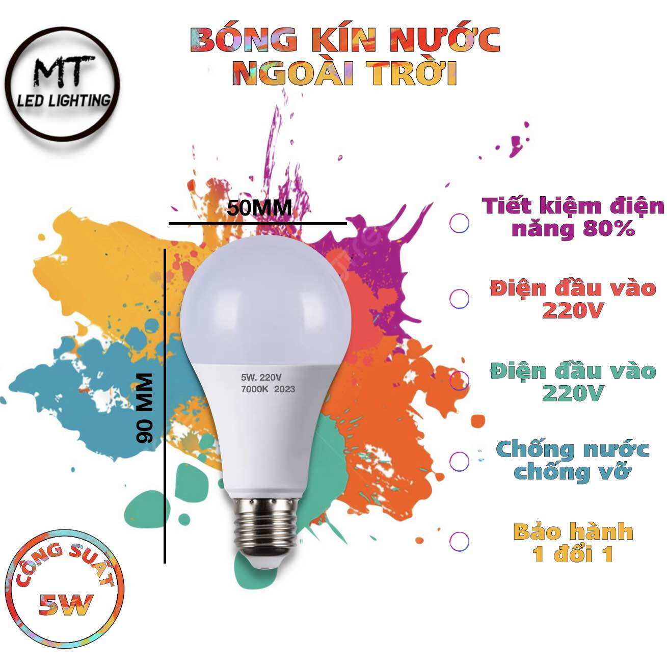 Bóng đèn LED BULB kín nước 3w 5w 7w 9w 12w