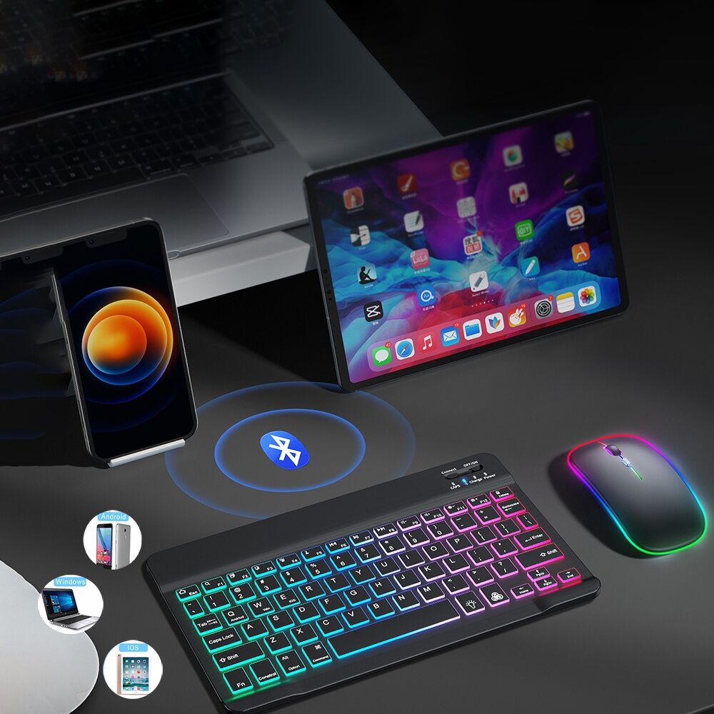 Universal Bluetooth wireless keyboard-Keyboard for Windows/Mac/Android/iOS/phone/iPad/tablet Bluetooth mouse low mute Bluetooth keyboard iPad color no noise small keyboard, bluetooth wireless keyboard, Bluetooth keyboard and mouse