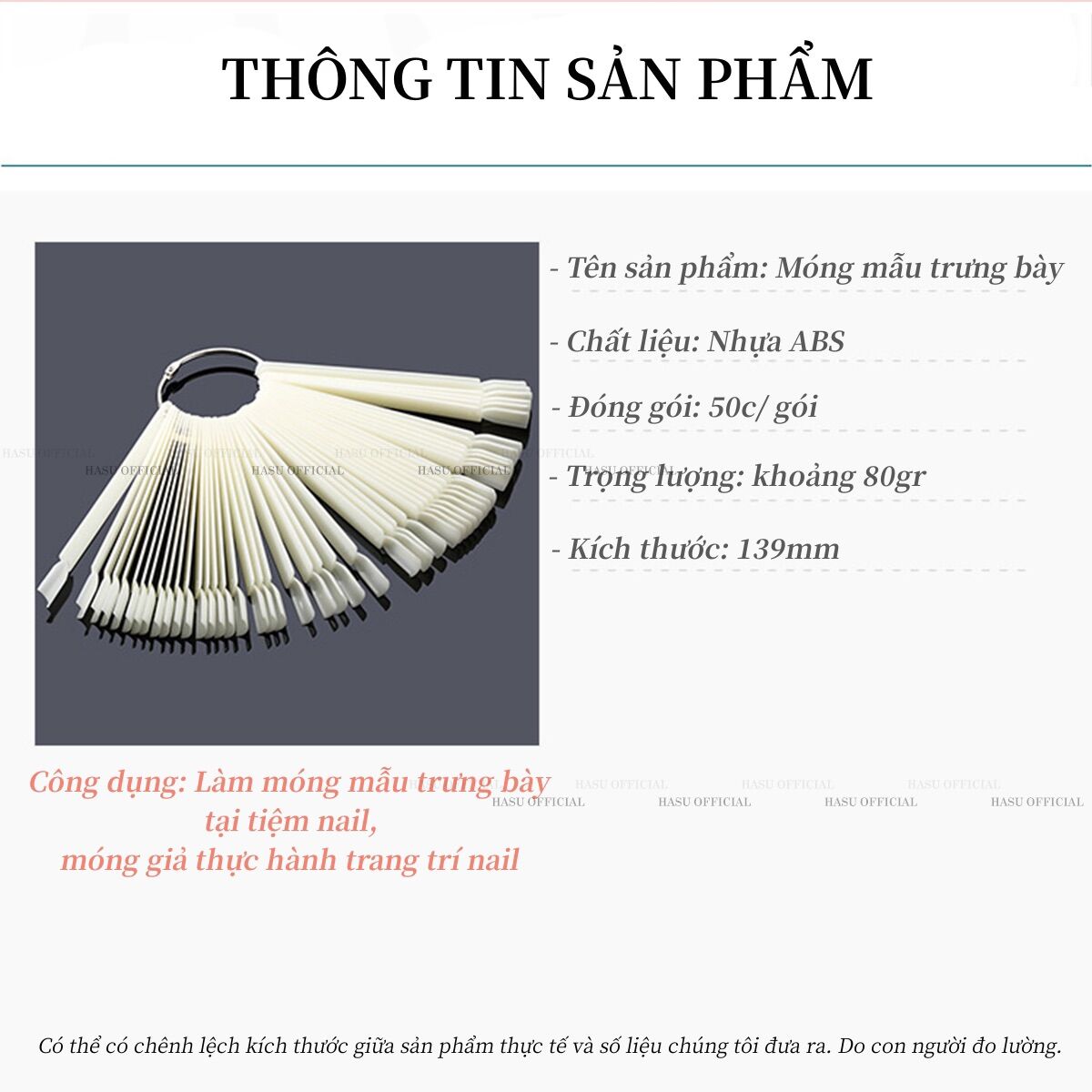 Móng que vuông học nail - móng que tập sơn - dũa form