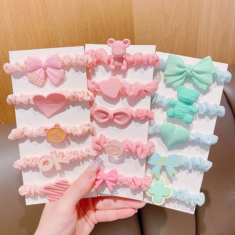 Set 5 chun buộc tóc gắn charm dễ thương