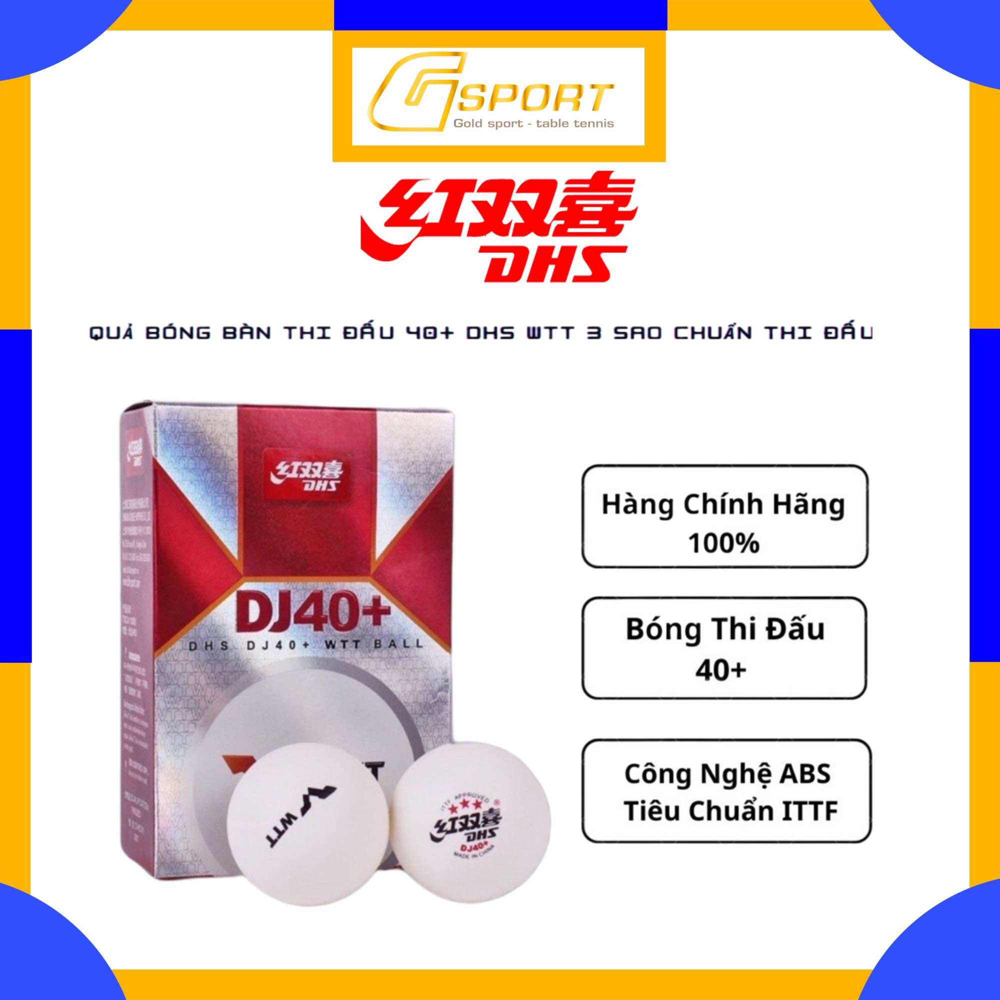 Quả bóng bàn dhs dj 40+ wtt - bóng bàn thi đấu cao cấp