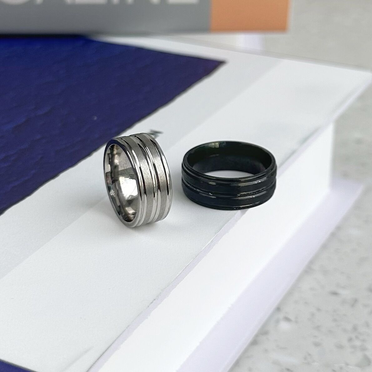NHẪN 2 LINE THÉP TITAN KHÔNG GỈ