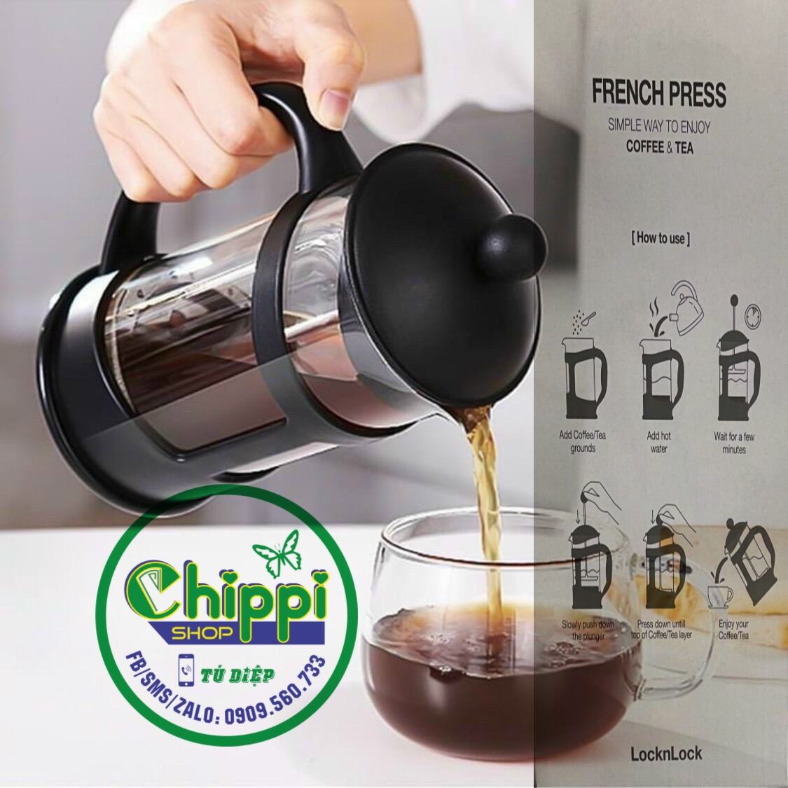 BÌNH PHA TRÀ - CAFE LOCK&LOCK 800ML FRENCH PRESSURE - LLG018