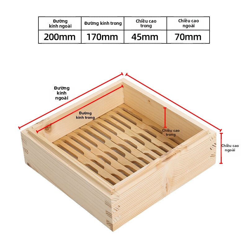 Square Wooden Steamer Rice Cake Osmanthus Cake Square Grid Solid Wood Commercial Use One Layer Steam