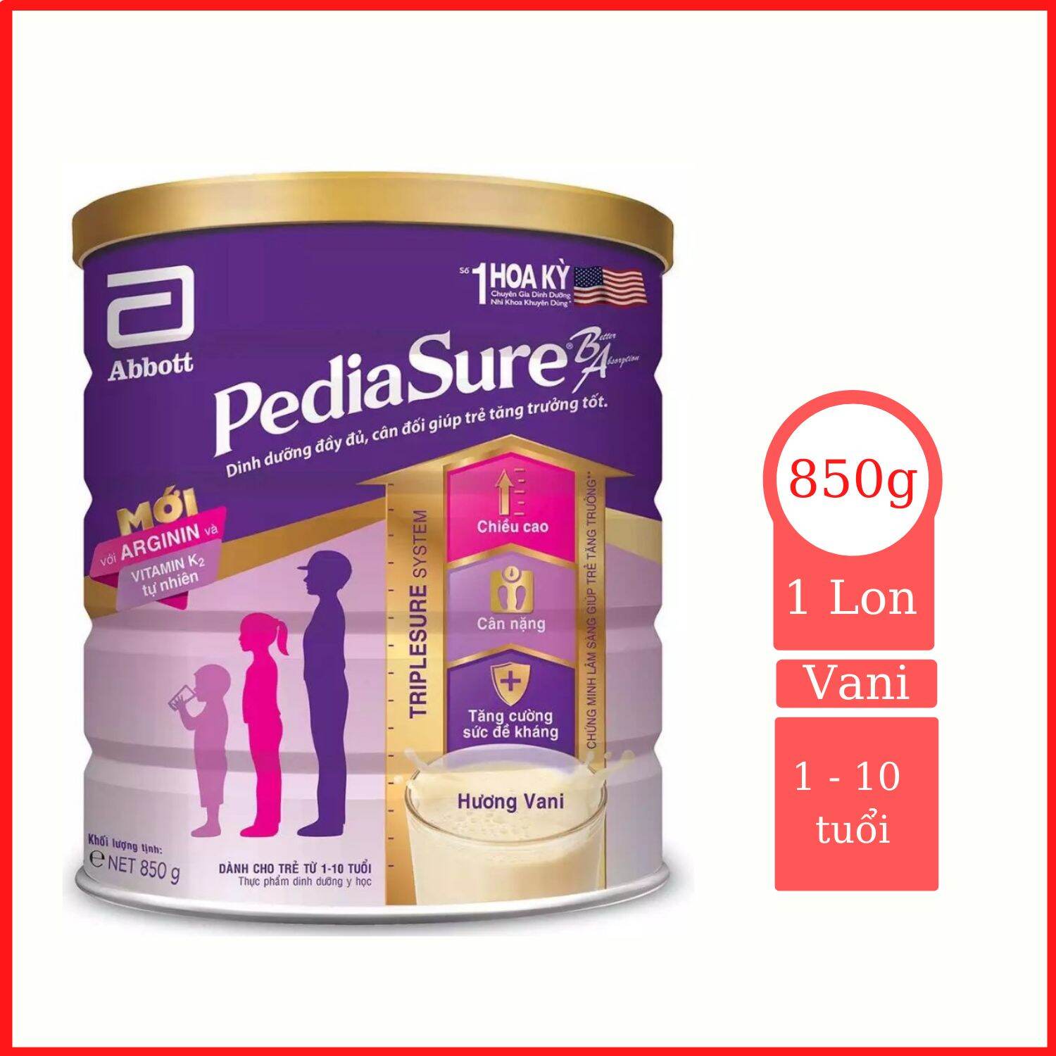 [Date Mới] Sữa Bột Pediasure 850g - Hương Vani