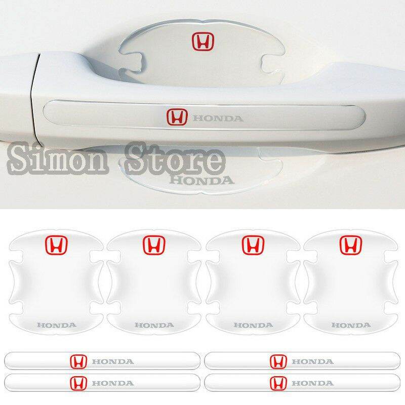 [HONDA] Bộ 08 miếng dán hõm cửa và tay nắm silicon trong suốt chống xước tay hõm cửa , miếng dán lõm ốp hõm cửa tay nắm xe hơi có logo các hãng xe HONDA