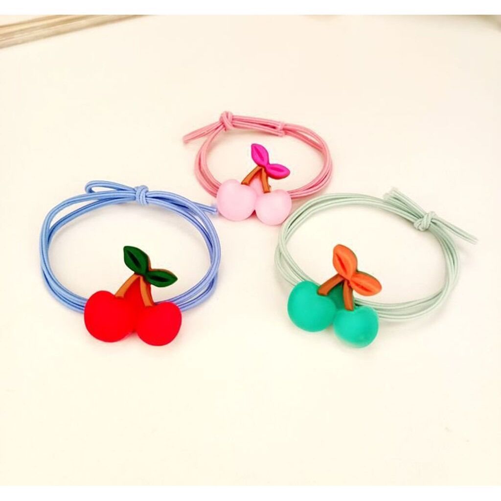 🍒combo 10 sợi dây cột tóc, trái cherry nhiều màu