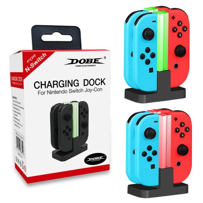 Dock sạc Joycon Và Pro Controller Nintendo Switch đế sạc tay cầm nintendo switch pro oled lite Dock sạc 4 tay cầm Joycon của hãng Dobe có ic nắn dòng, hỗ trợ các củ sạc điện thoại thông dụng