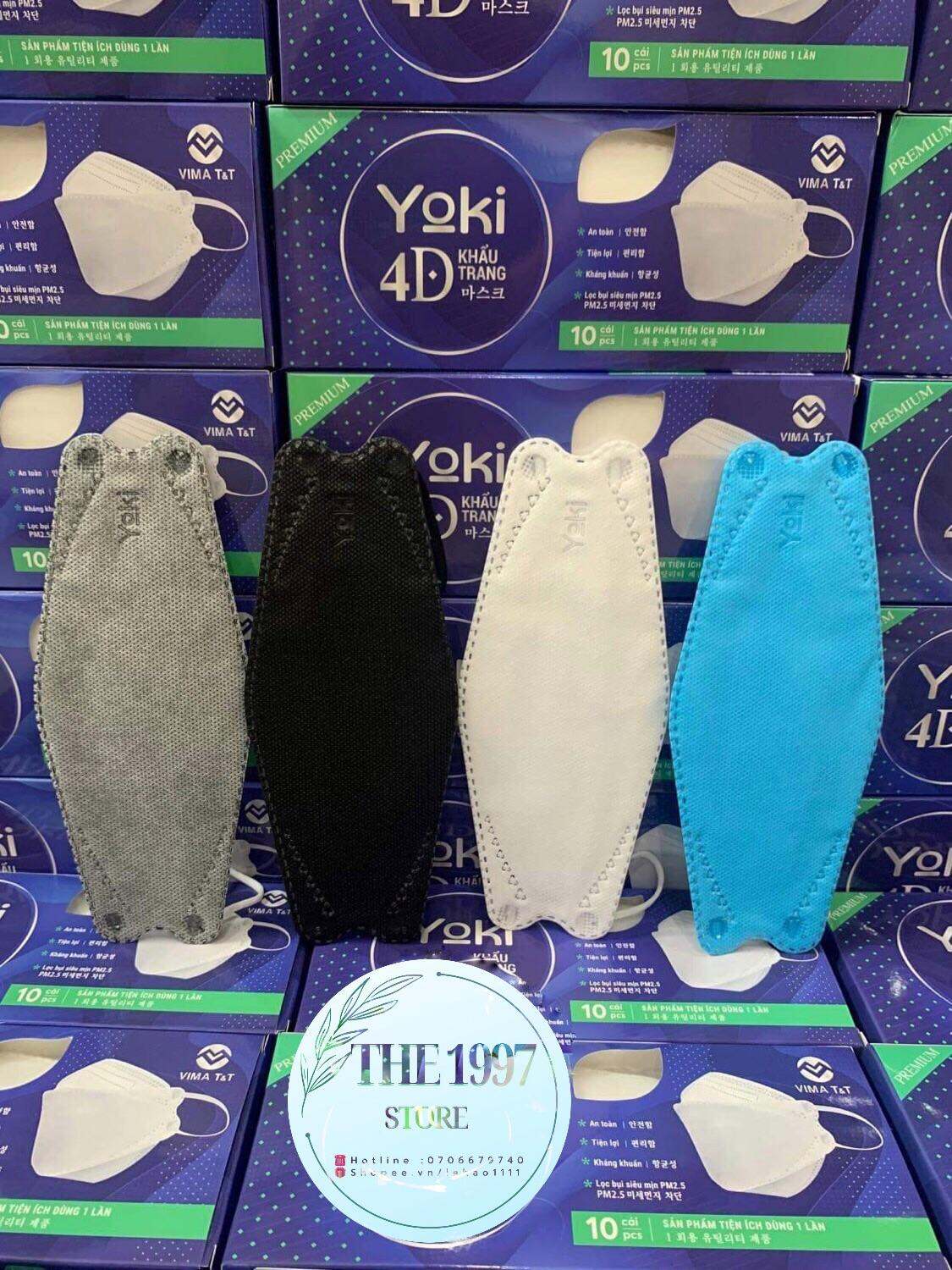 Khẩu Trang Kháng Khuẩn 4D Yoki Cao Cấp Hộp 10cái Xịn Sò (Hàng Công Ty) Khẩu Trang Y Tế
