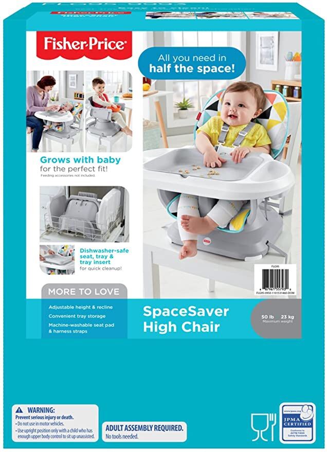 Ghế ngồi ăn dăm cho bé Fisher-Price SpaceSaver High Chair, chính hãng nhập khẩu Mỹ. 