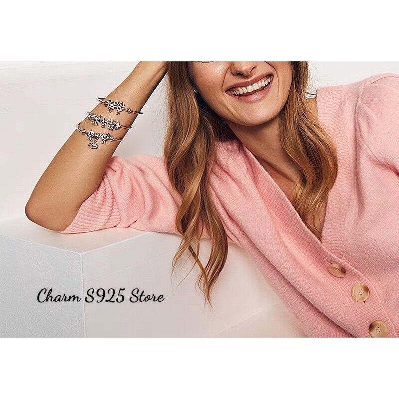 CHARM PAN ALE CÚN CON ĐEO NƠ XANH BẠC S925