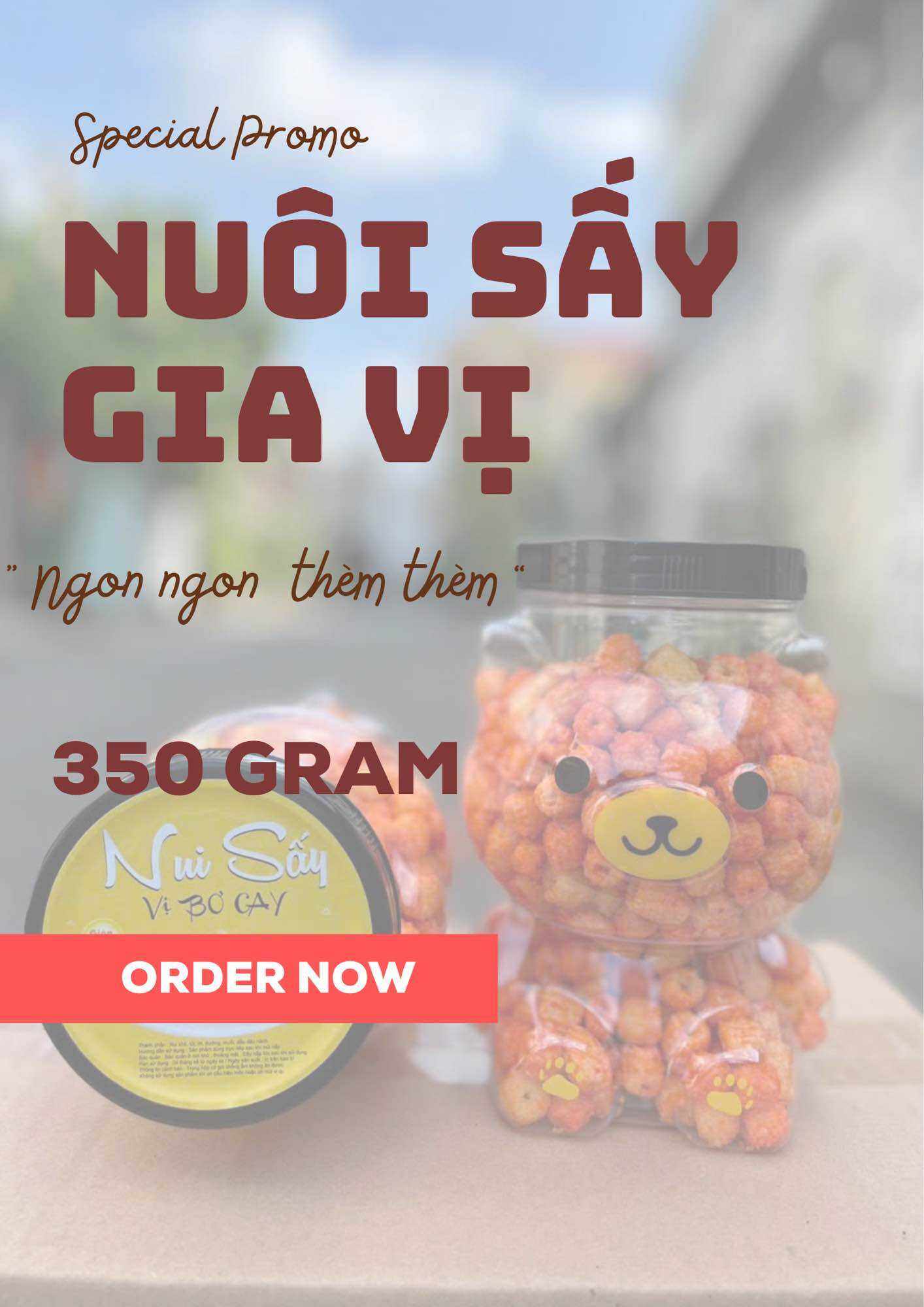 Bánh nui sấy gia  vị thơm bơ 350g hũ gấu xinh xắn đáng yêu