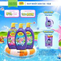 Combo 3 Sữa Tắm Gội cho bé Carrie Junior chiết xuất trái cây thiên nhiên (700g x 3): 1 Hương Grapeberry + 1 Hương Cherry + 1 Tinh Chất Sữa