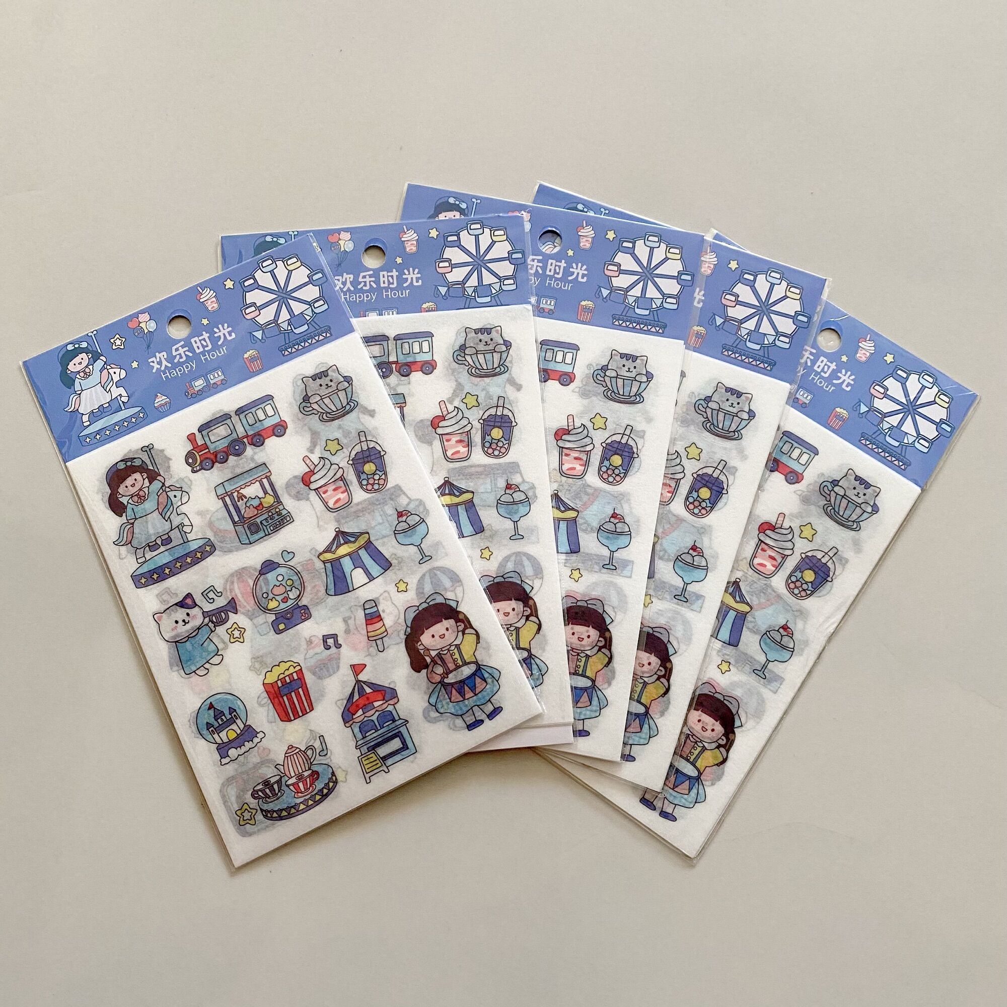 Set 4 tấm sticker dễ thương dùng trang trí sổ