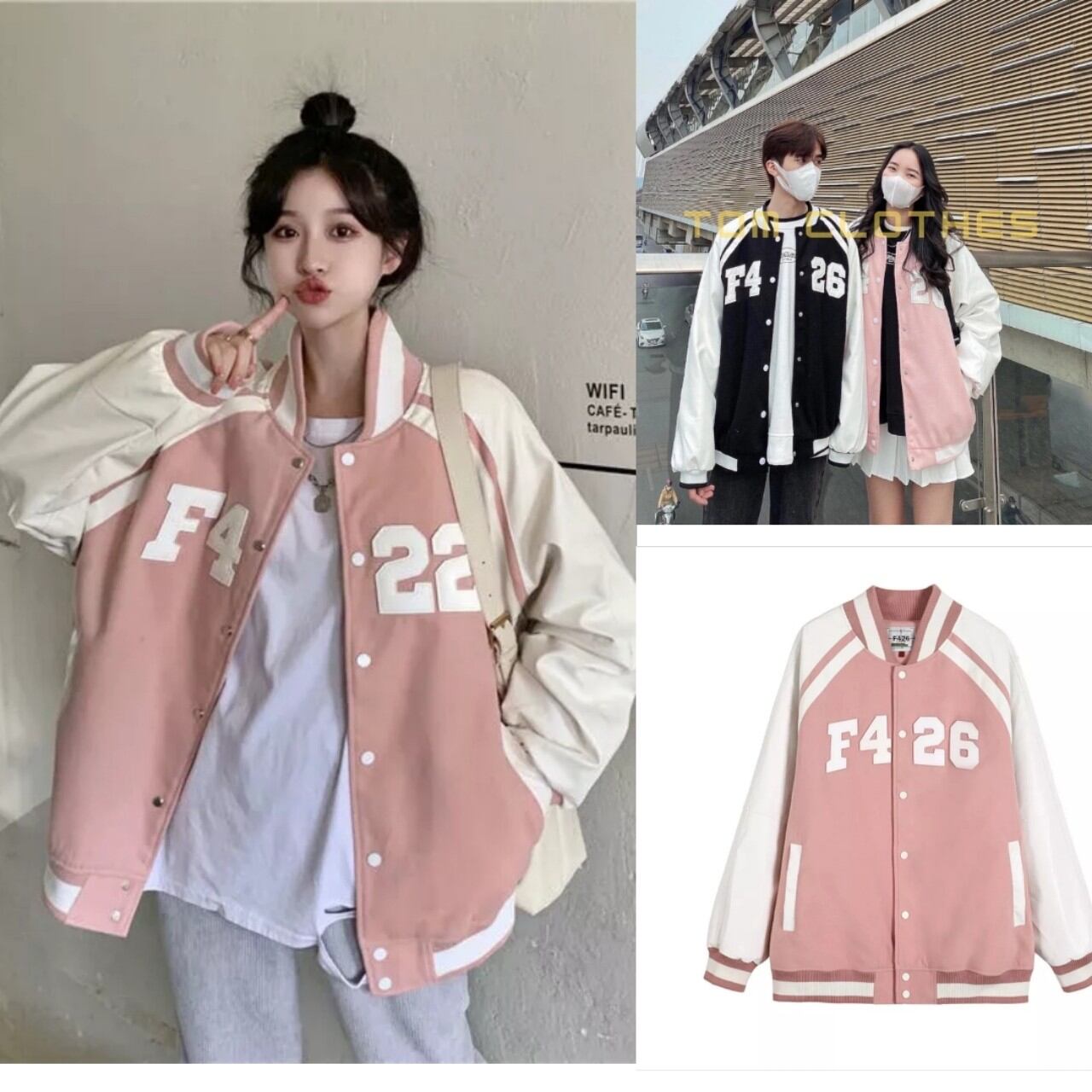 Áo Khoác Bomber Nỉ Ngoại in chữ F426 form rộng unisex