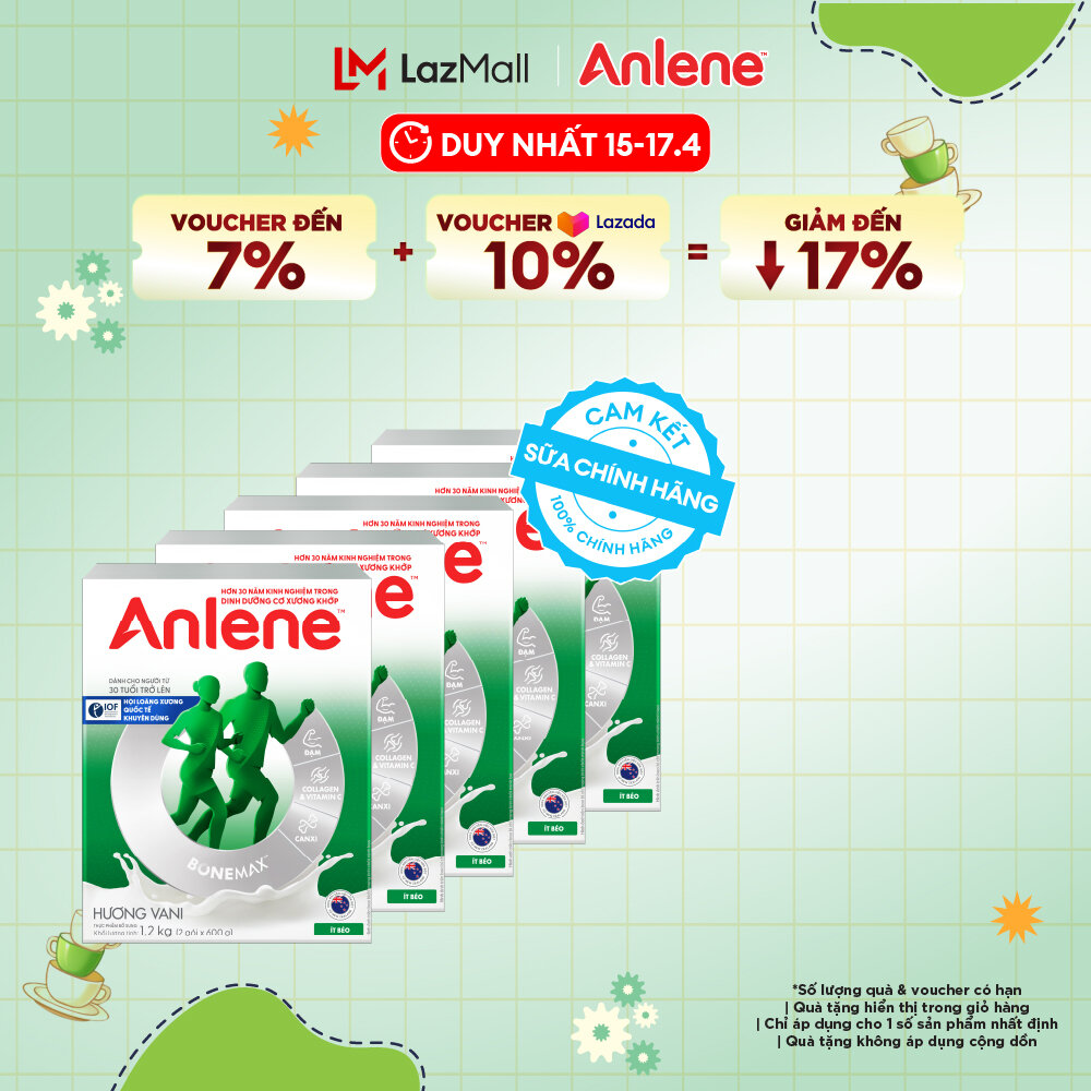 [Voucher giảm đến 26%]Combo 5 Sữa Bột Anlene Hương Vani 1.2Kg