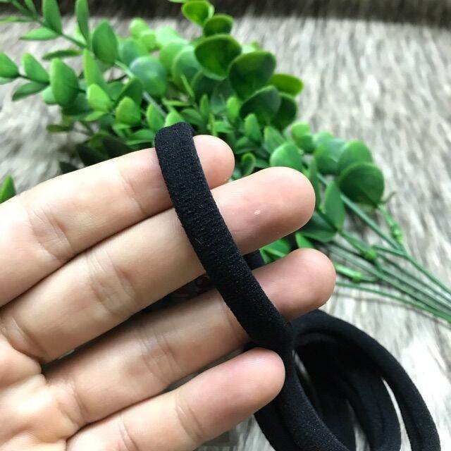 Túi 6 Dây cột tóc trơn màu đen/nâu loại 1 (bản 1cm,Rộng 6cm)