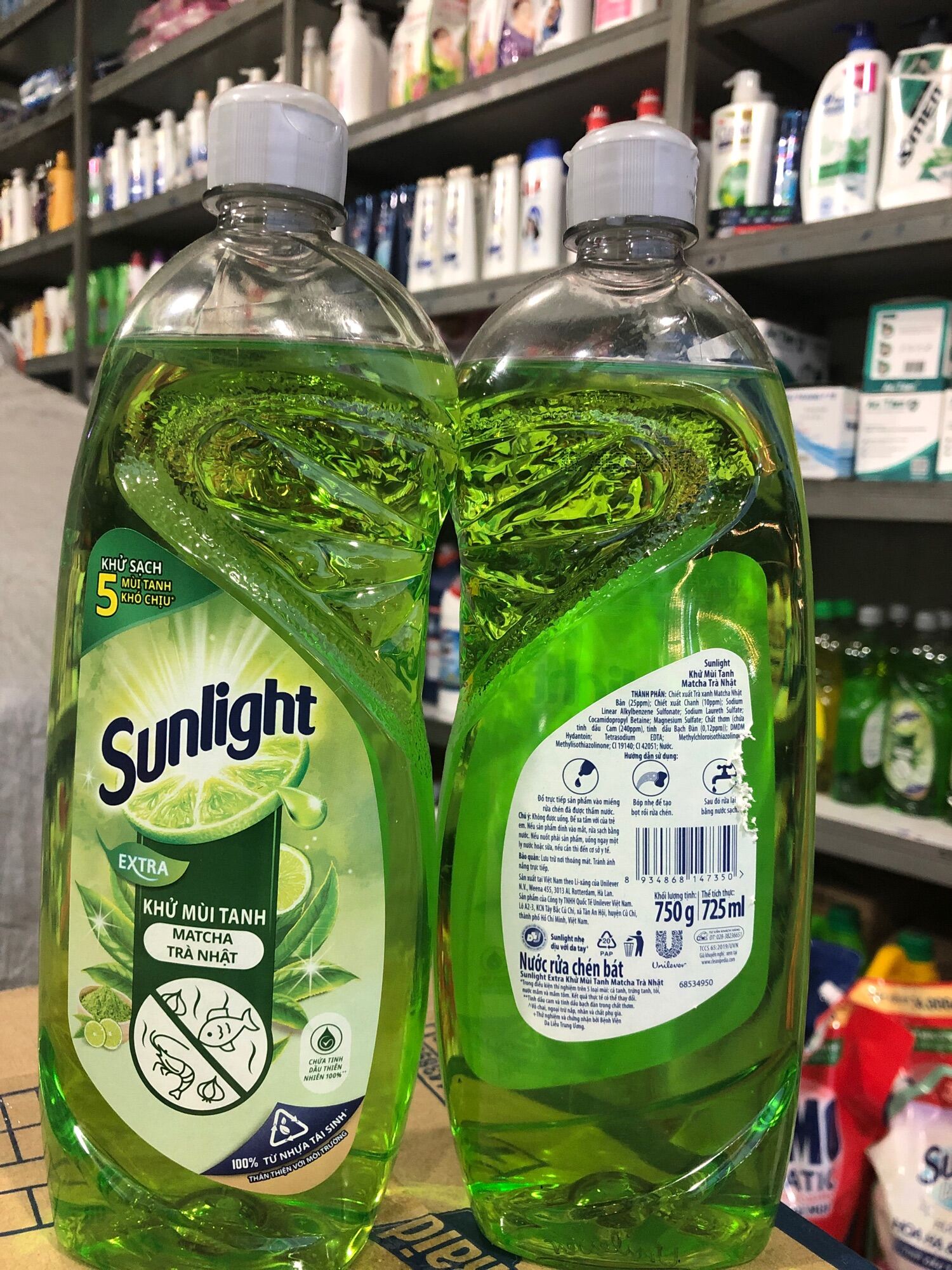 Nước rửa chén Sunlight trà xanh chai 750ml