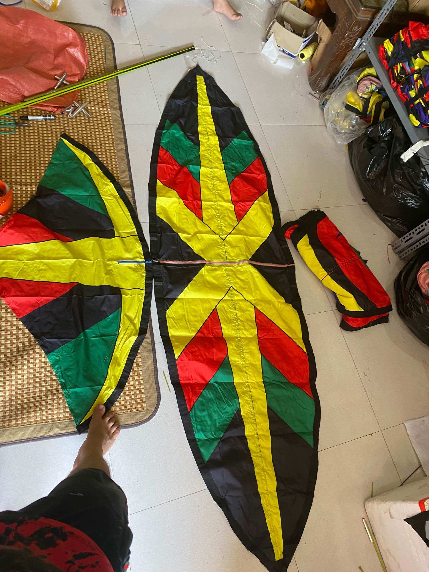 Áo diều x cá 2m5 vào khung