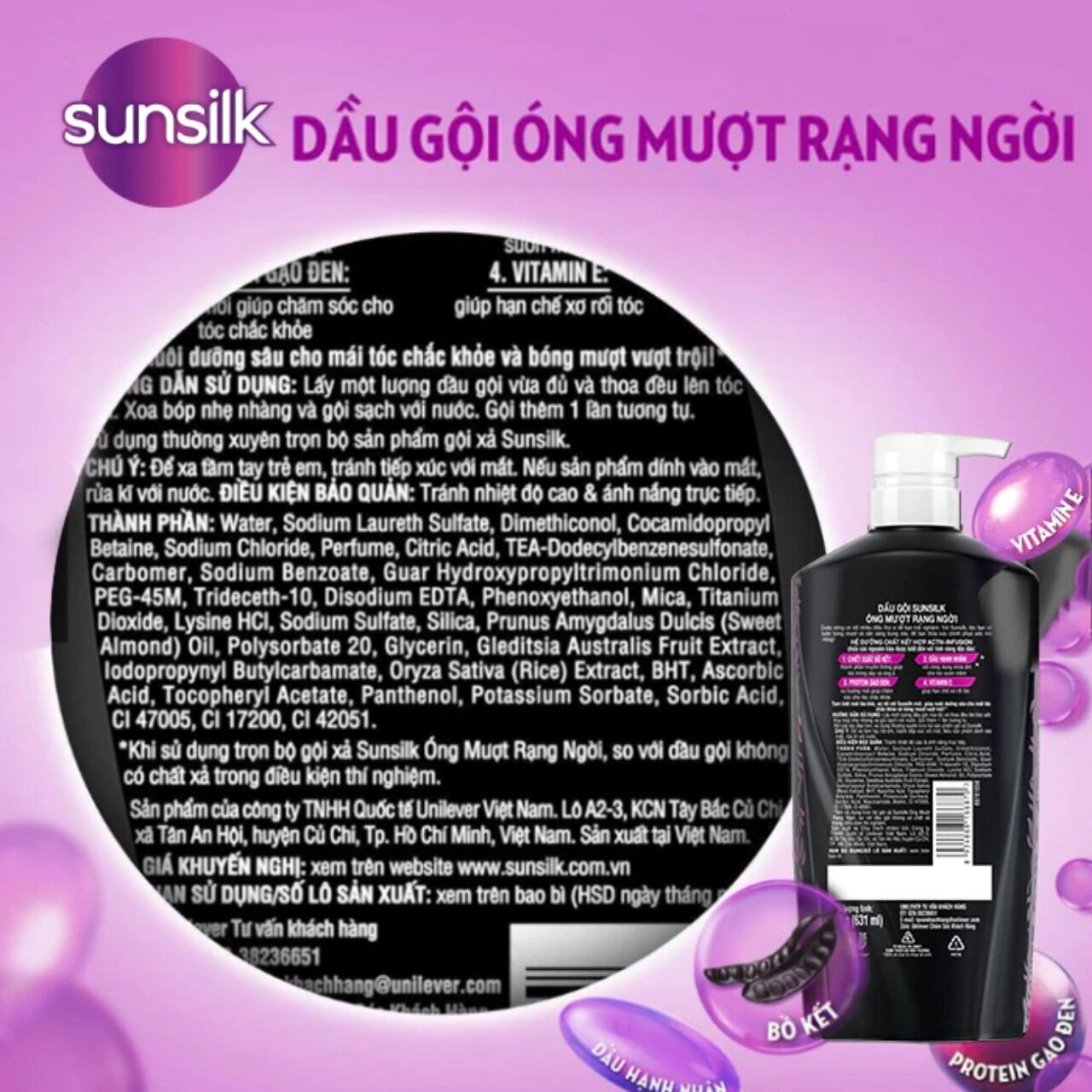 Dầu gội đầu sunsilk mượt tóc 650g