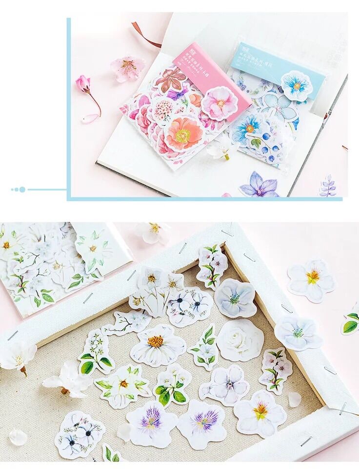 Set sticker hoa theo màu Mo•card 45pcs