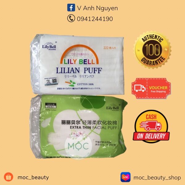 Bông tẩy trang lilybell 222m và 240m bản trung