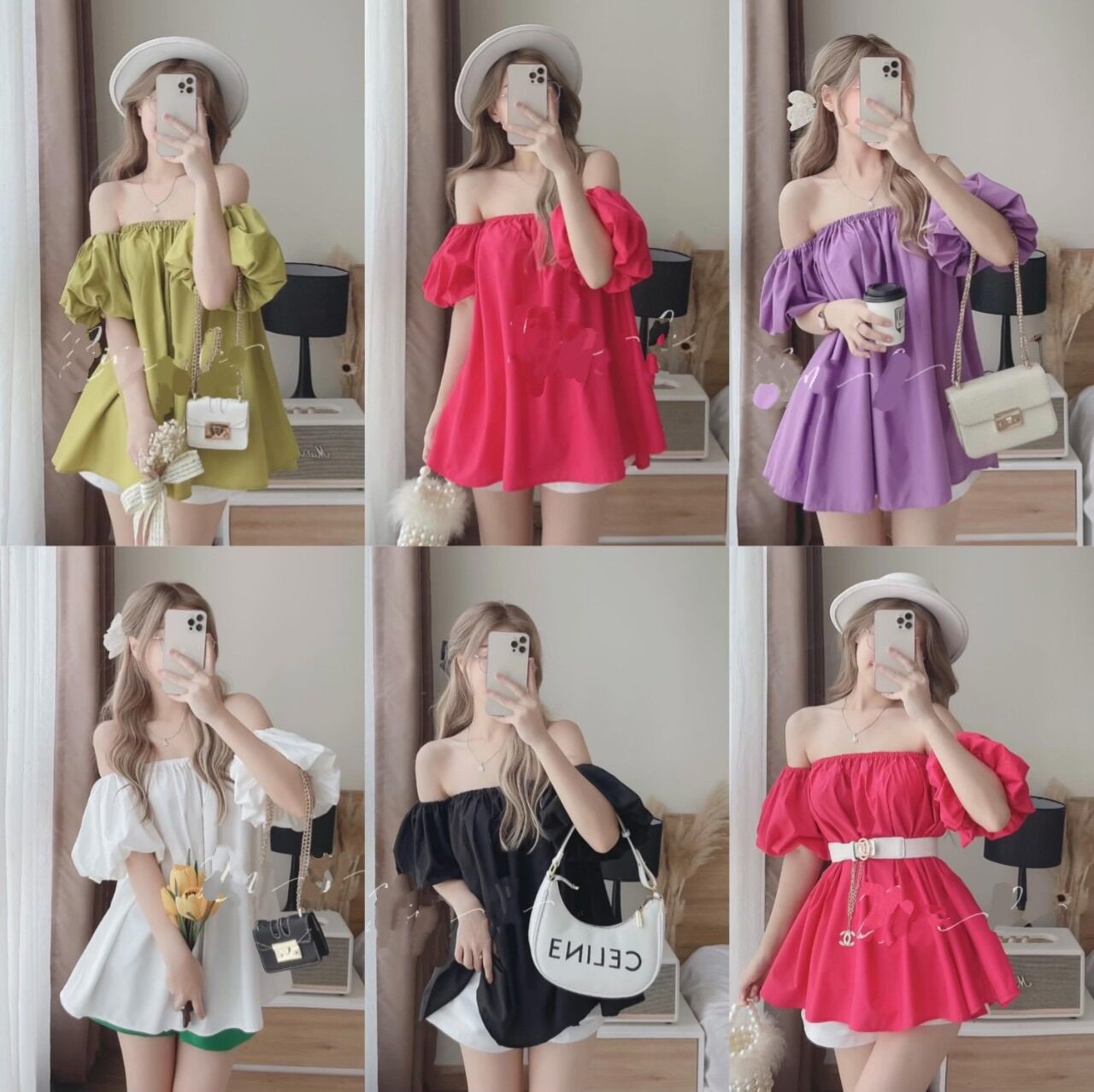 Áo trễ vai tay bồng cực xinh đẹp b19
