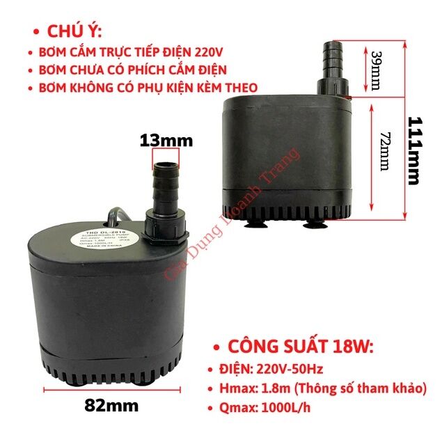 Bơm nước chìm mini 4W ,8W ,13W ,16W ,18W ,25W ,30W điện 220V, Bơm quạt hơi nước, Bể cá thủy sinh, Hòn non bộ