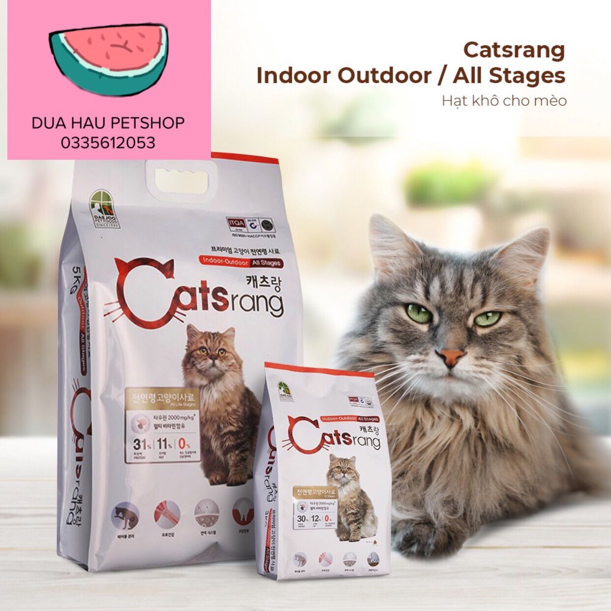 Thức ăn hạt cho mèo Catrang 1kg, 2kg, 5kg - Dưa Hấu Petshop