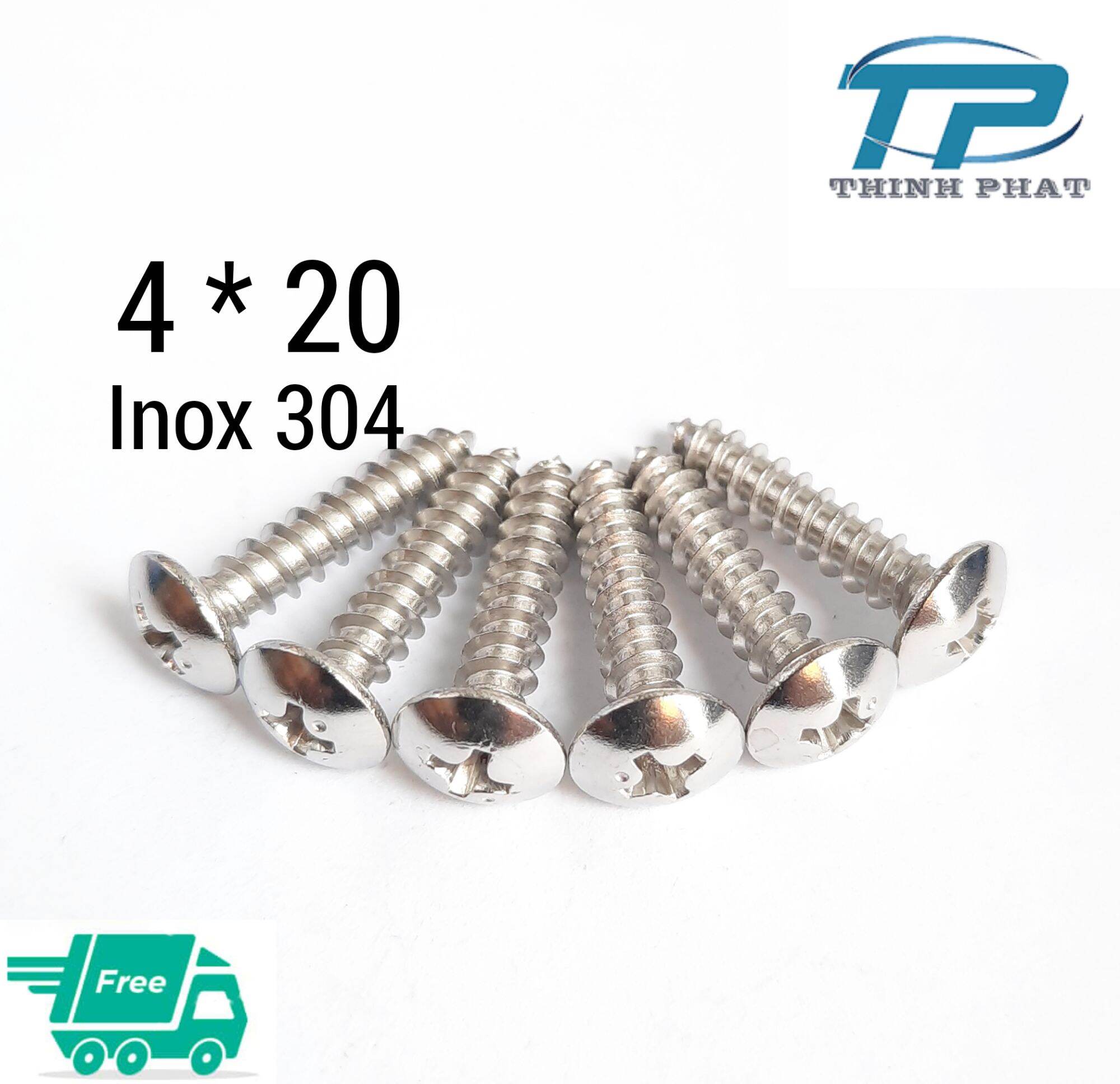 30 con Vít inox 304 chất lượng 4* 20 [ Đầu dù ren thưa ] Có thể chọn mua 30 , 50 hoặc 100 con sẽ rẻ hơn