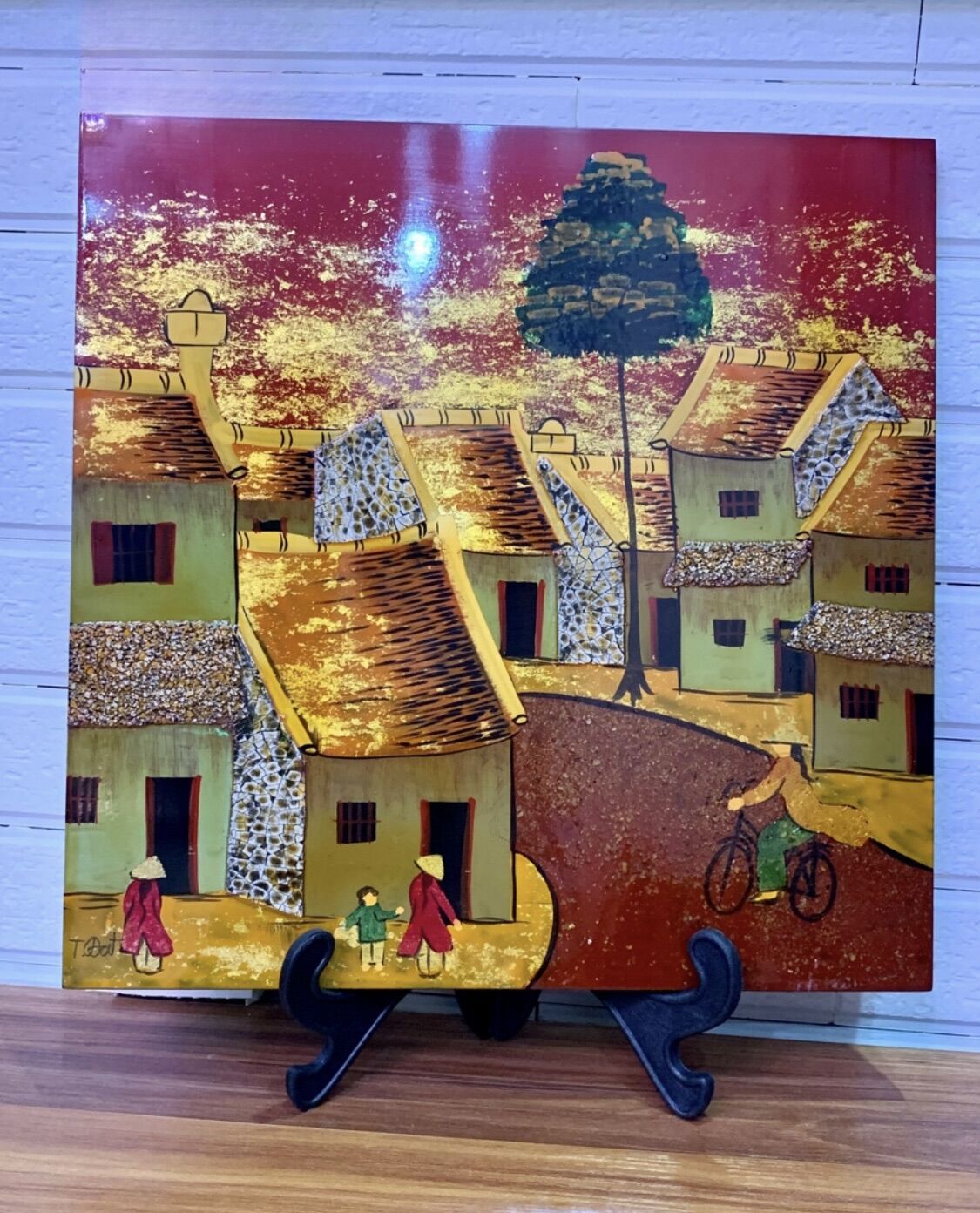 Tranh sơn mài phố cổ Hà Nội (30x30)